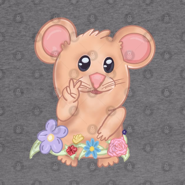 Peace Sign Hamster Meme with Flowers by RoserinArt